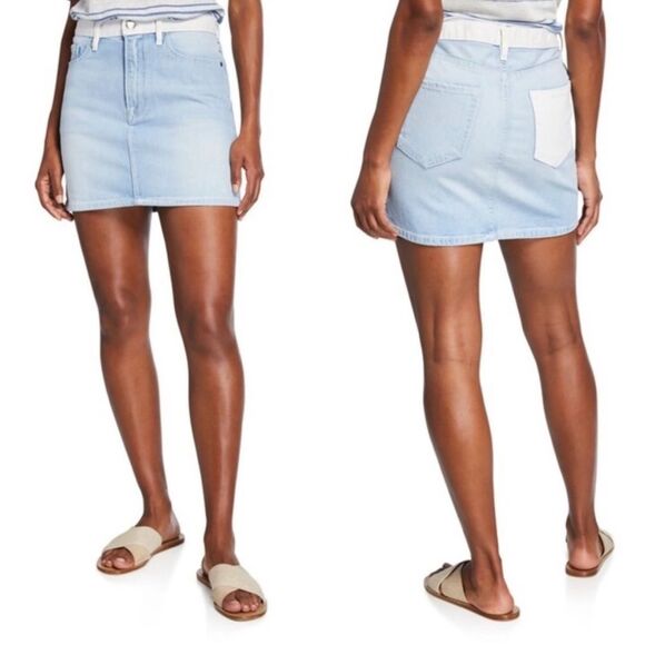 FRAME Le Mini Two-Tone Color Block Denim Skirt Women’s Size 27 - Picture 1 of 7